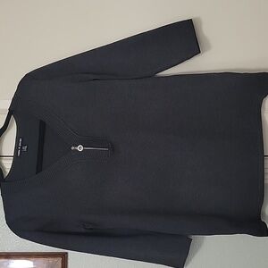 Women Black Sweater with Zipper Detail